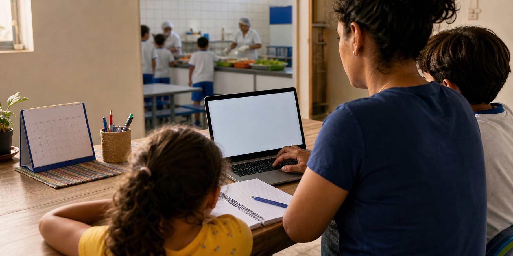Responsavel consulta cadastro digital para almoco nas ferias da rede estadual de ensino