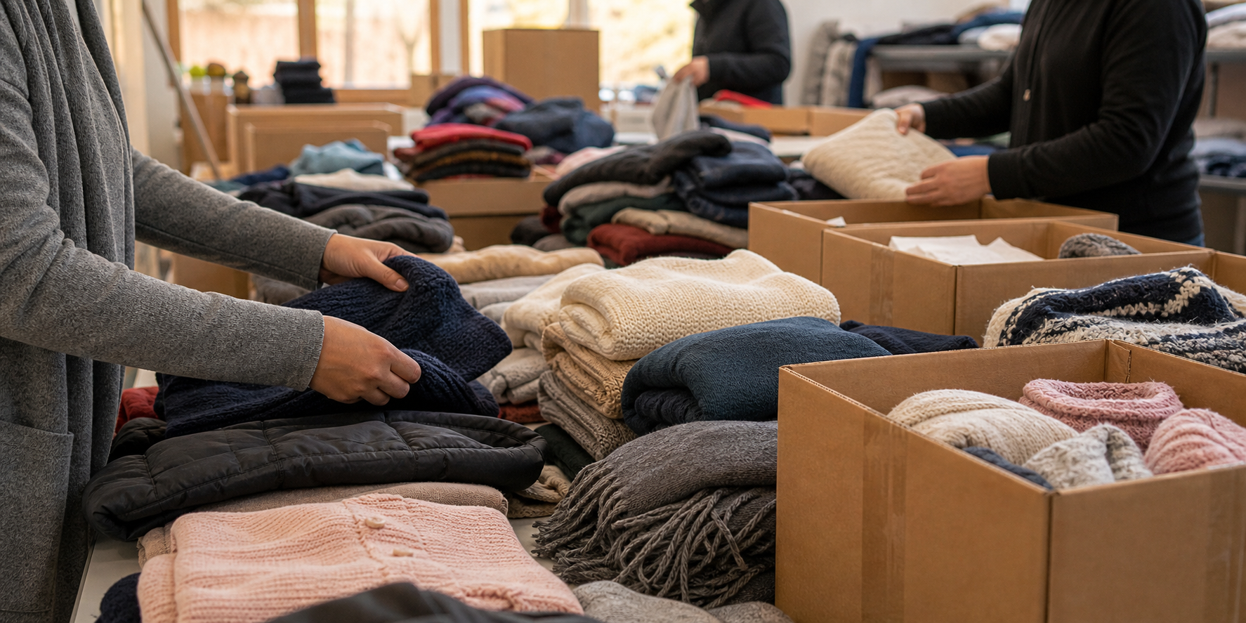 Roupas de inverno são separadas em caixas para doação em Avaré