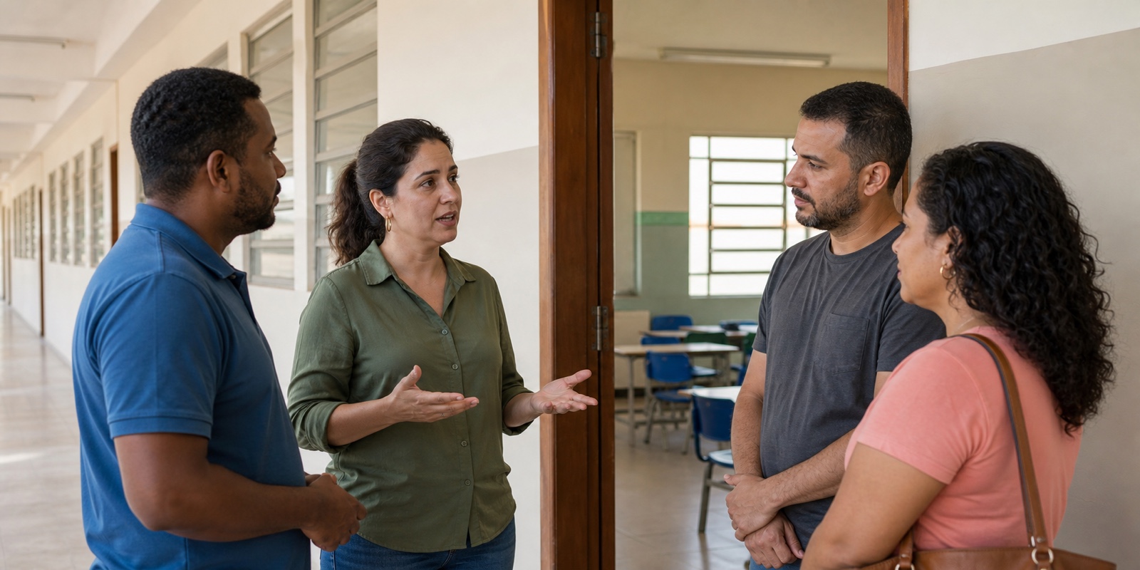 Famílias e equipe escolar conversam sobre segurança, transparência e cuidado dos alunos.