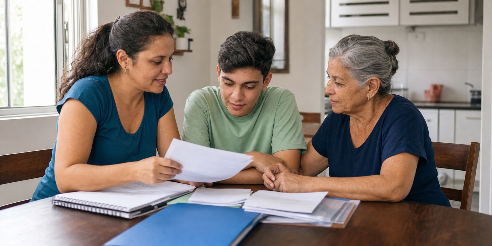 Família organiza documentos e relatórios após diagnóstico tardio de TEA.