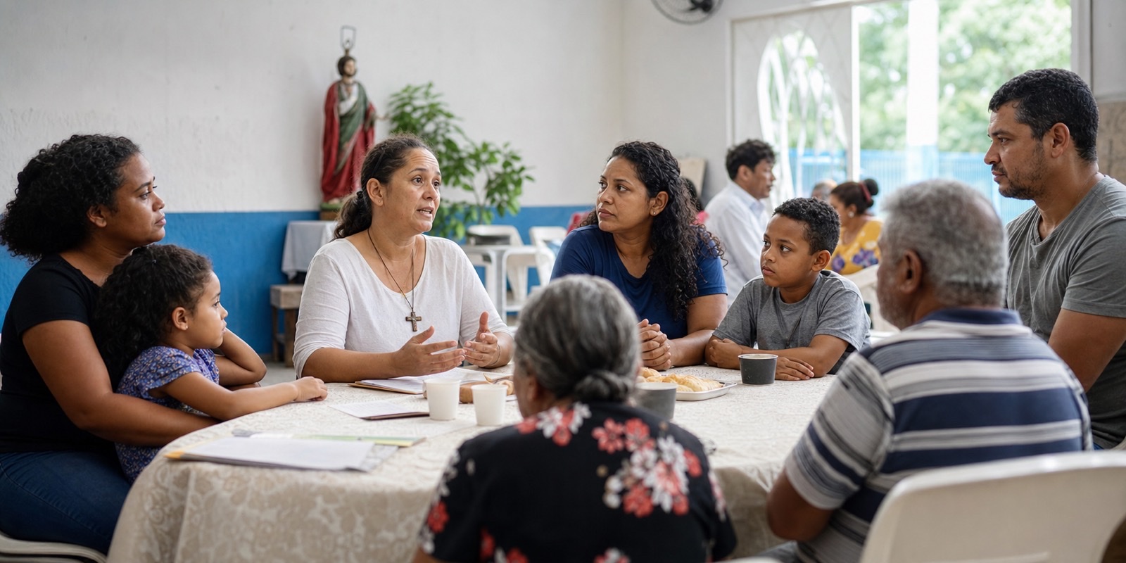Moradores participam de diálogo público respeitoso em espaço comunitário