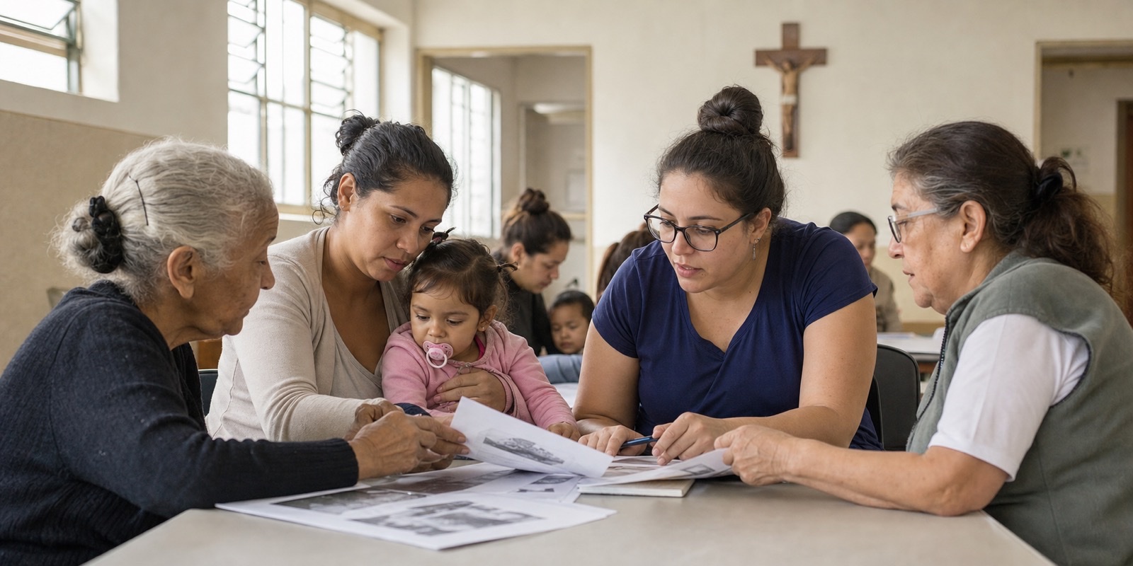Famílias católicas conversam sobre dignidade humana em orientação comunitária