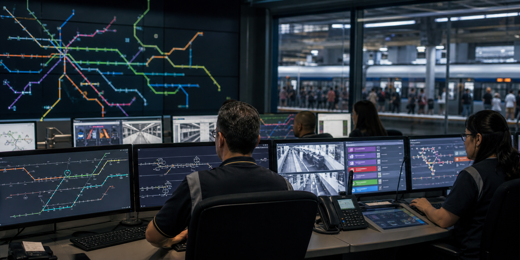 Equipe acompanha em telas a operação especial de metrô e trens em São Paulo