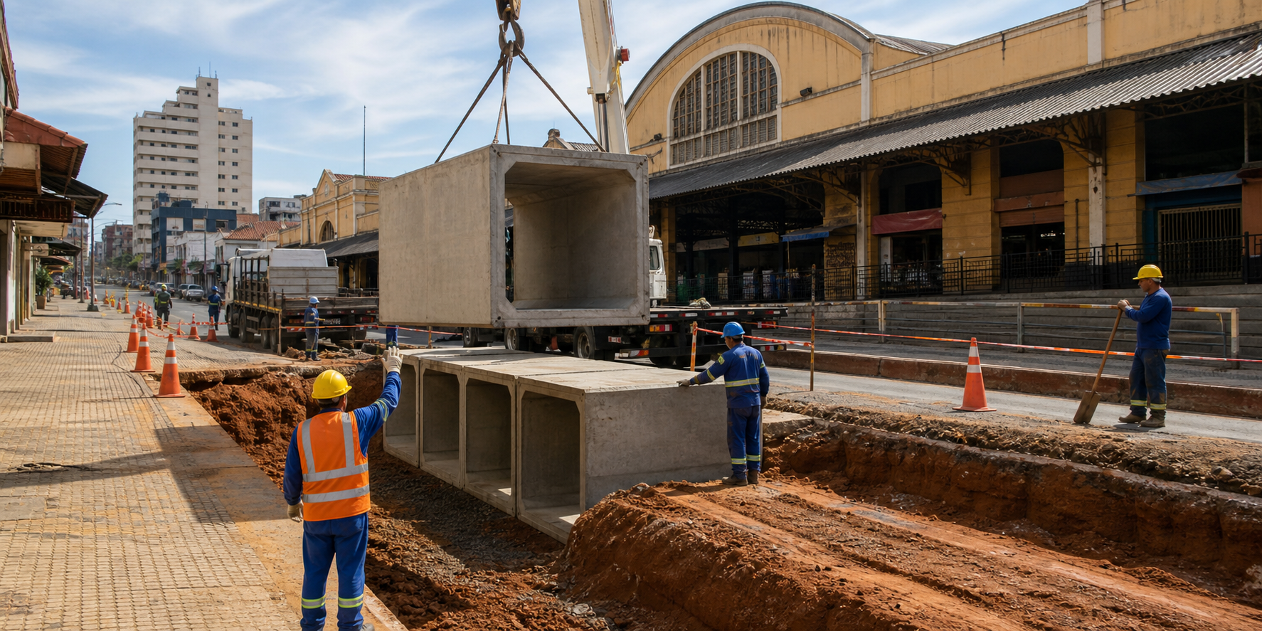 Obras contra enchentes avançam no centro de Avaré