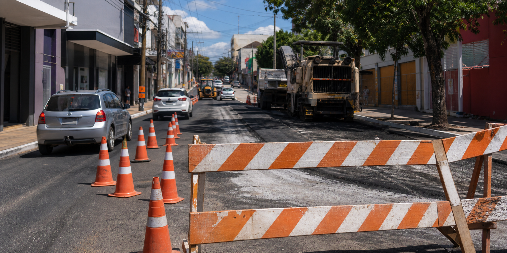 Rua Alagoas segue interditada por obras no centro