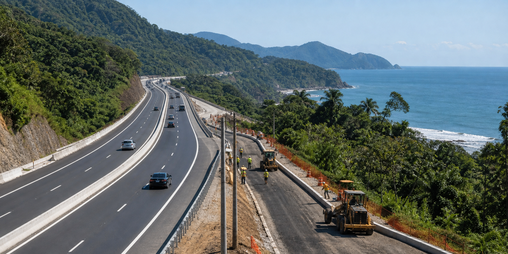 Obras de passarela e abrigo de passageiros em rodovia paulista