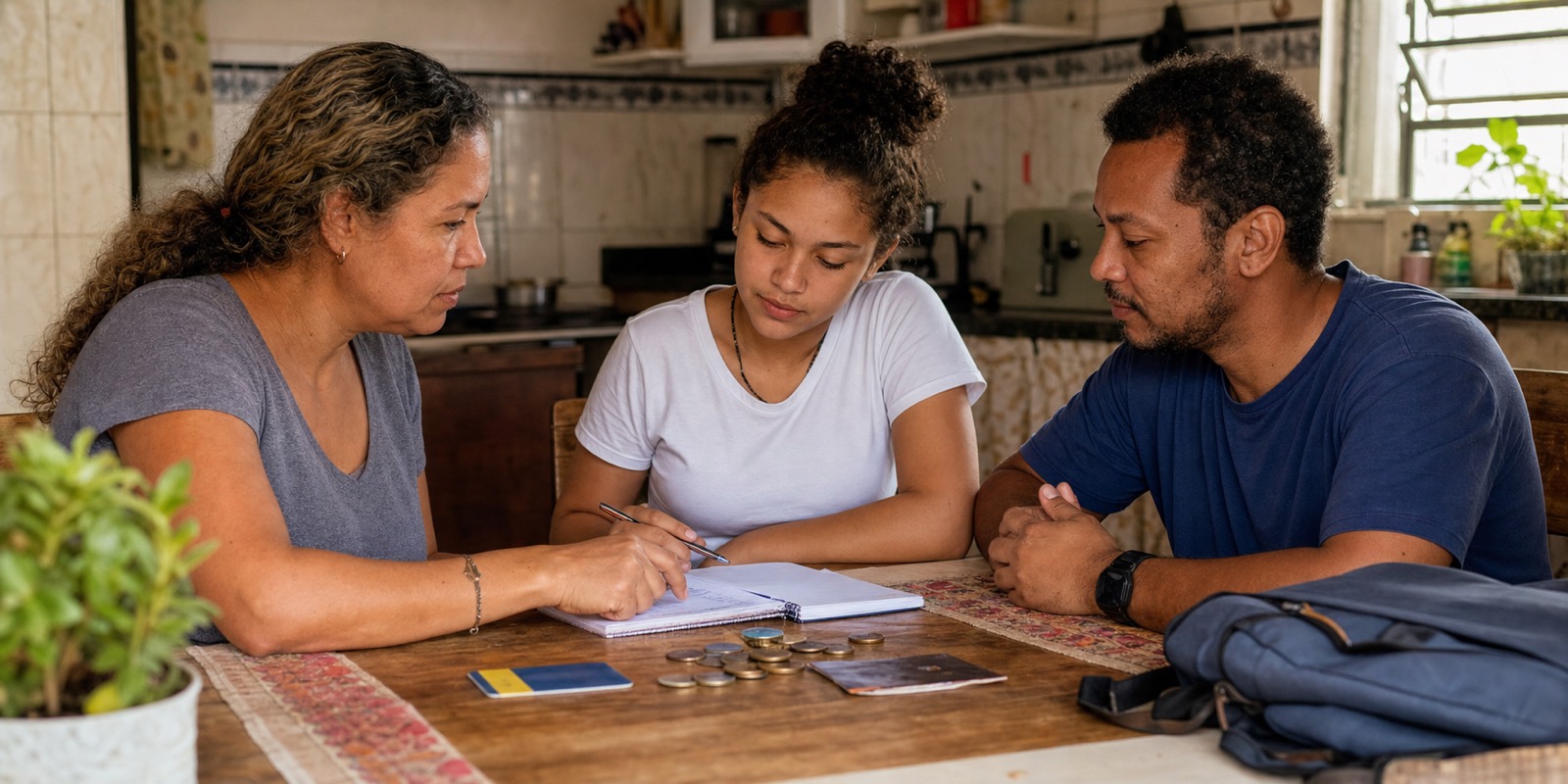 Família conversa à mesa sobre o custo da passagem e a importância da tarifa zero.