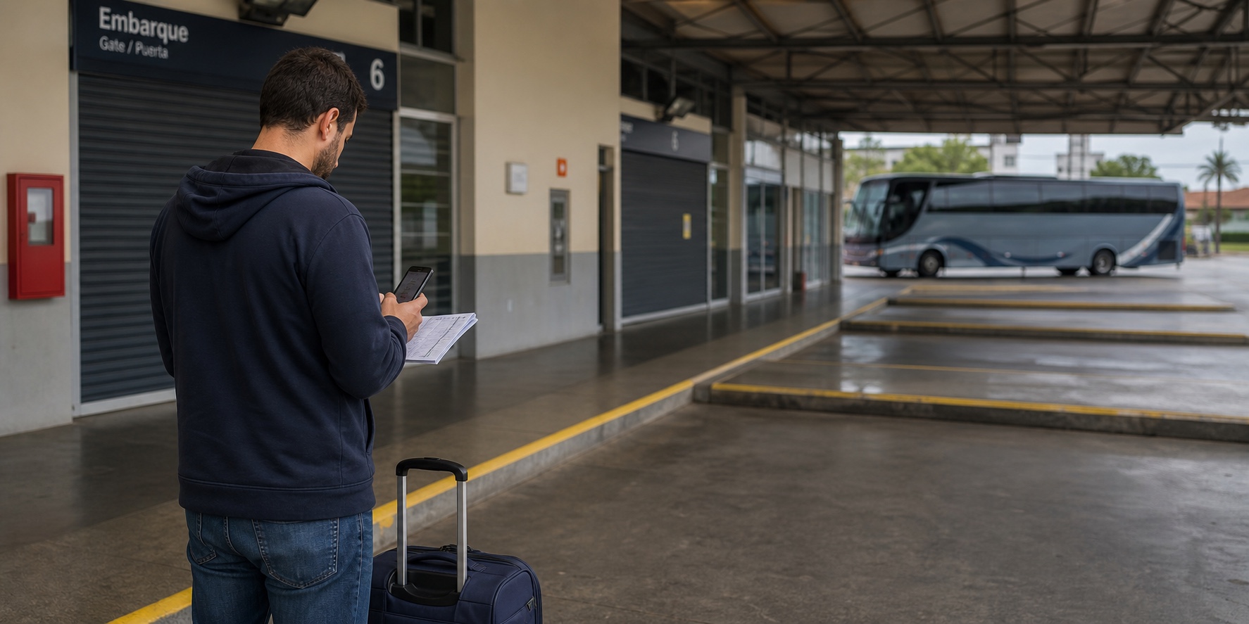 Passageiro consulta alternativas após suspensão de ônibus intermunicipais em Angatuba