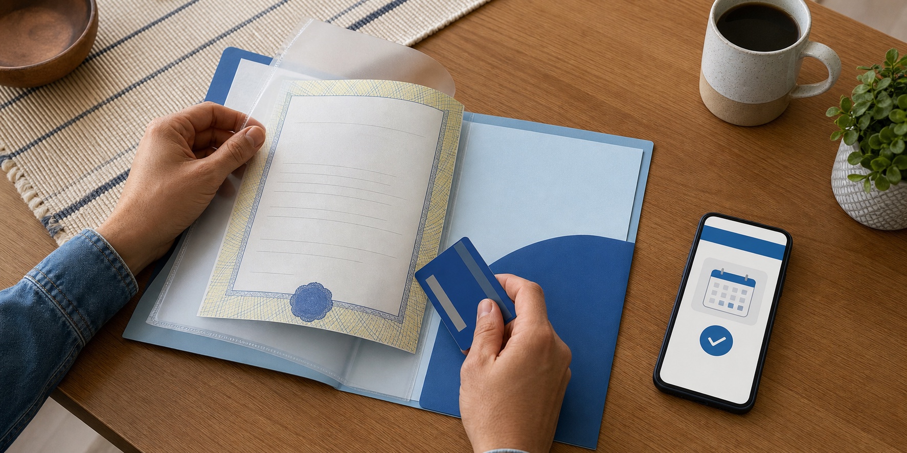 Documentos e celular preparados para emitir a CIN no Poupatempo
