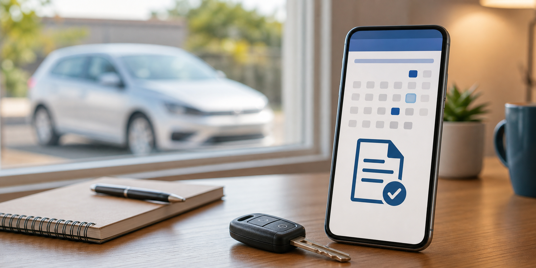 Celular, chave de carro e calendário ilustram o licenciamento 2026 em SP