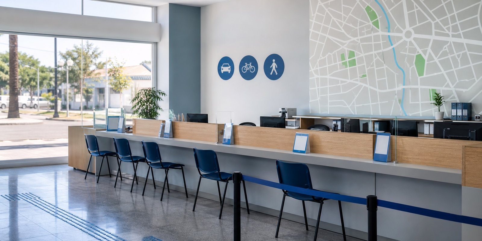 Balcão ilustrativo de atendimento de mobilidade urbana em Avaré