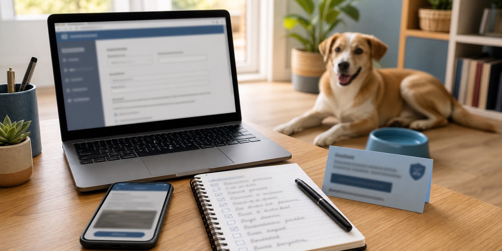 Computador e celular preparados para registrar e acompanhar denúncia de proteção animal pela internet