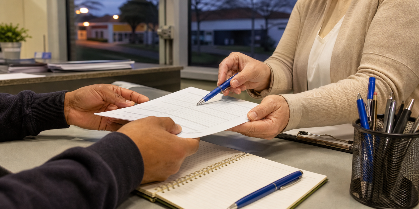 Atendimento com documentos para matrícula na Educação de Jovens e Adultos em Avaré