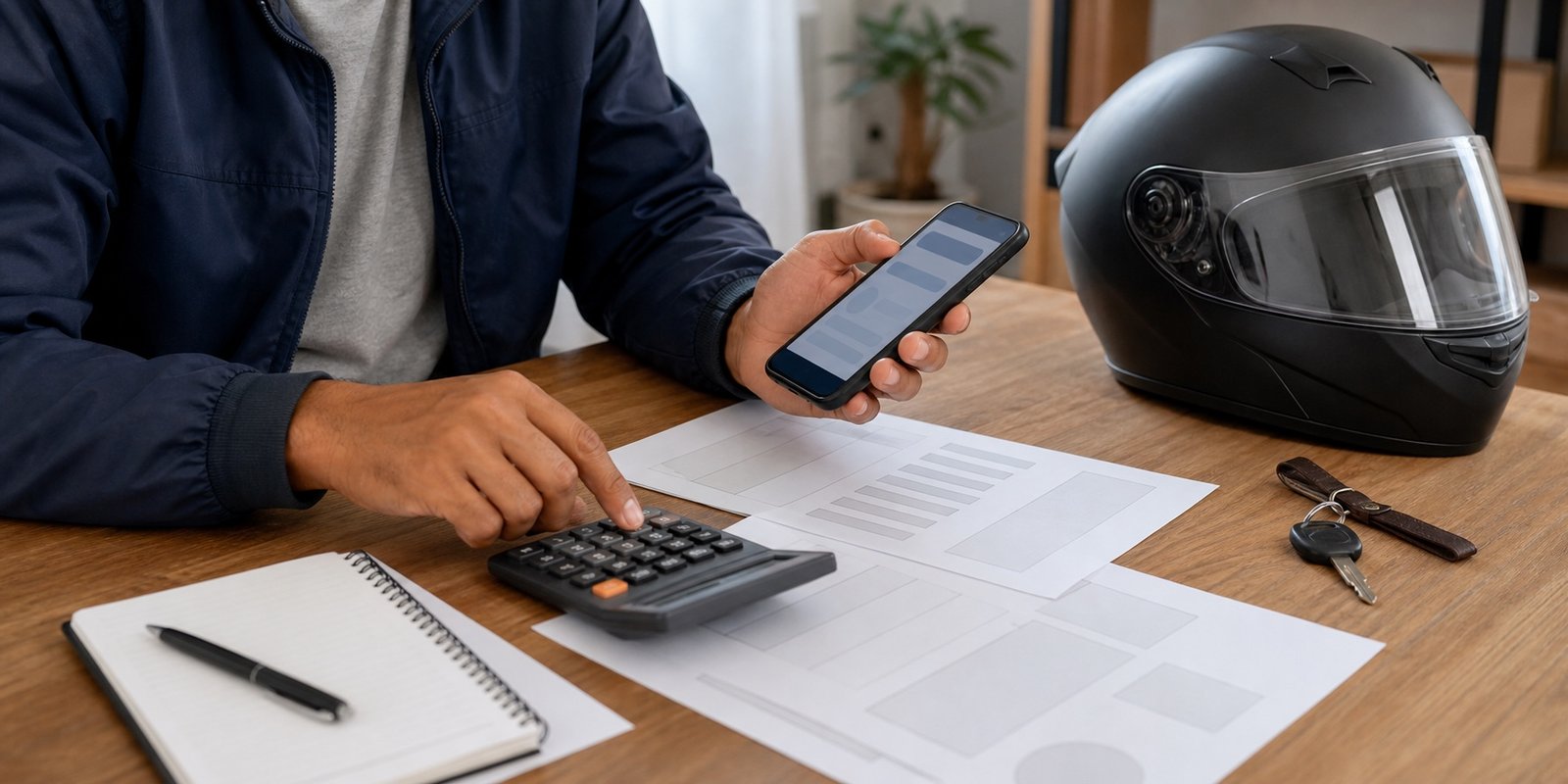 Entregador calcula parcelas antes de financiar uma motocicleta