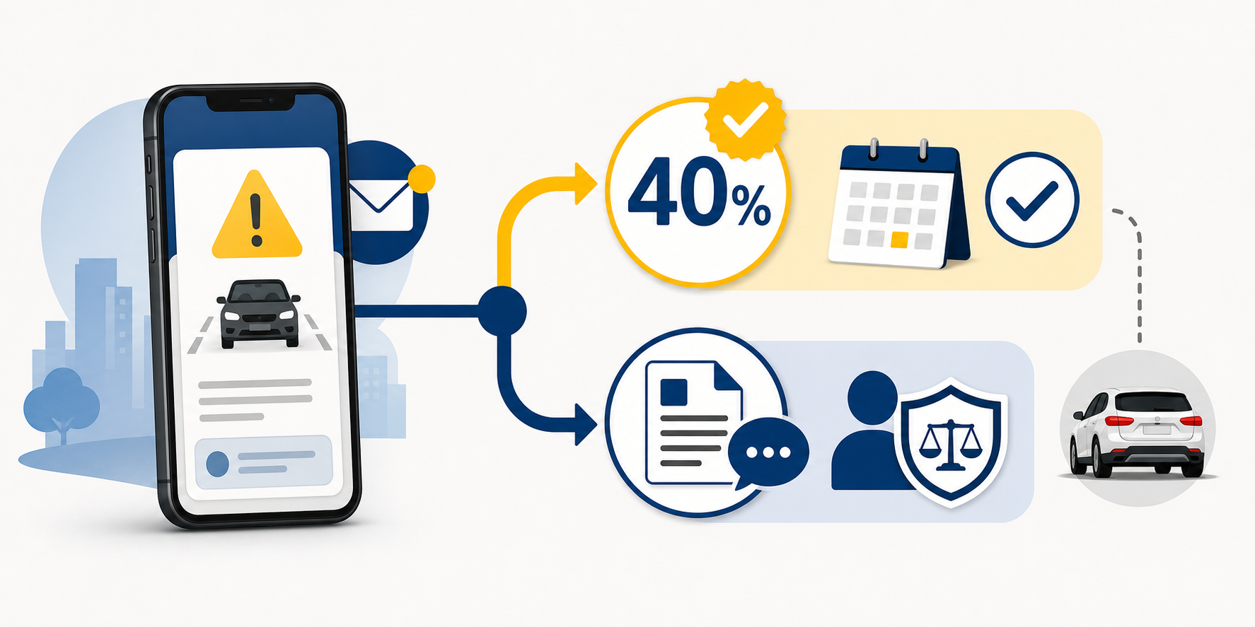 Infográfico mostra desconto de até 40 por cento e opção de defesa em notificação de trânsito