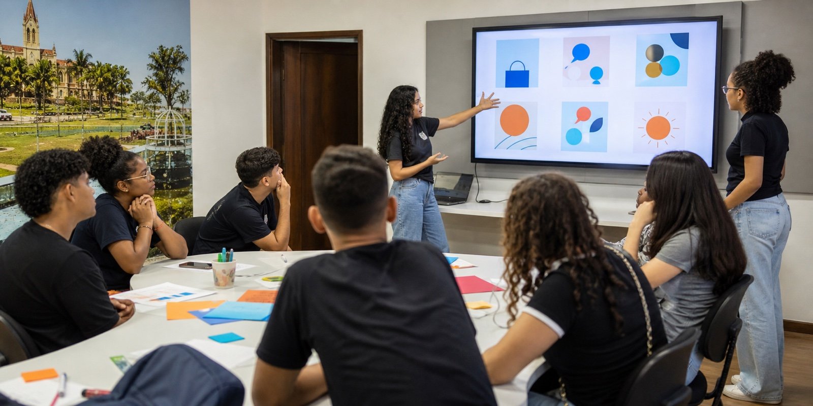 Jovens acompanham oficina sobre segurança digital durante programação em Avaré