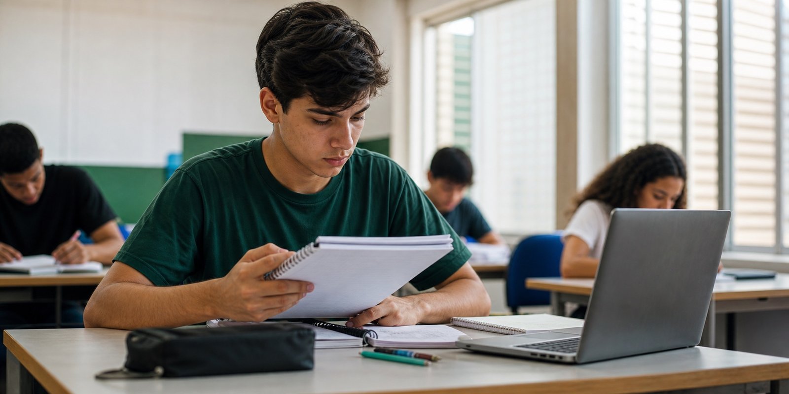 Estudante se prepara para a prova do Vestibulinho das Etecs 2027