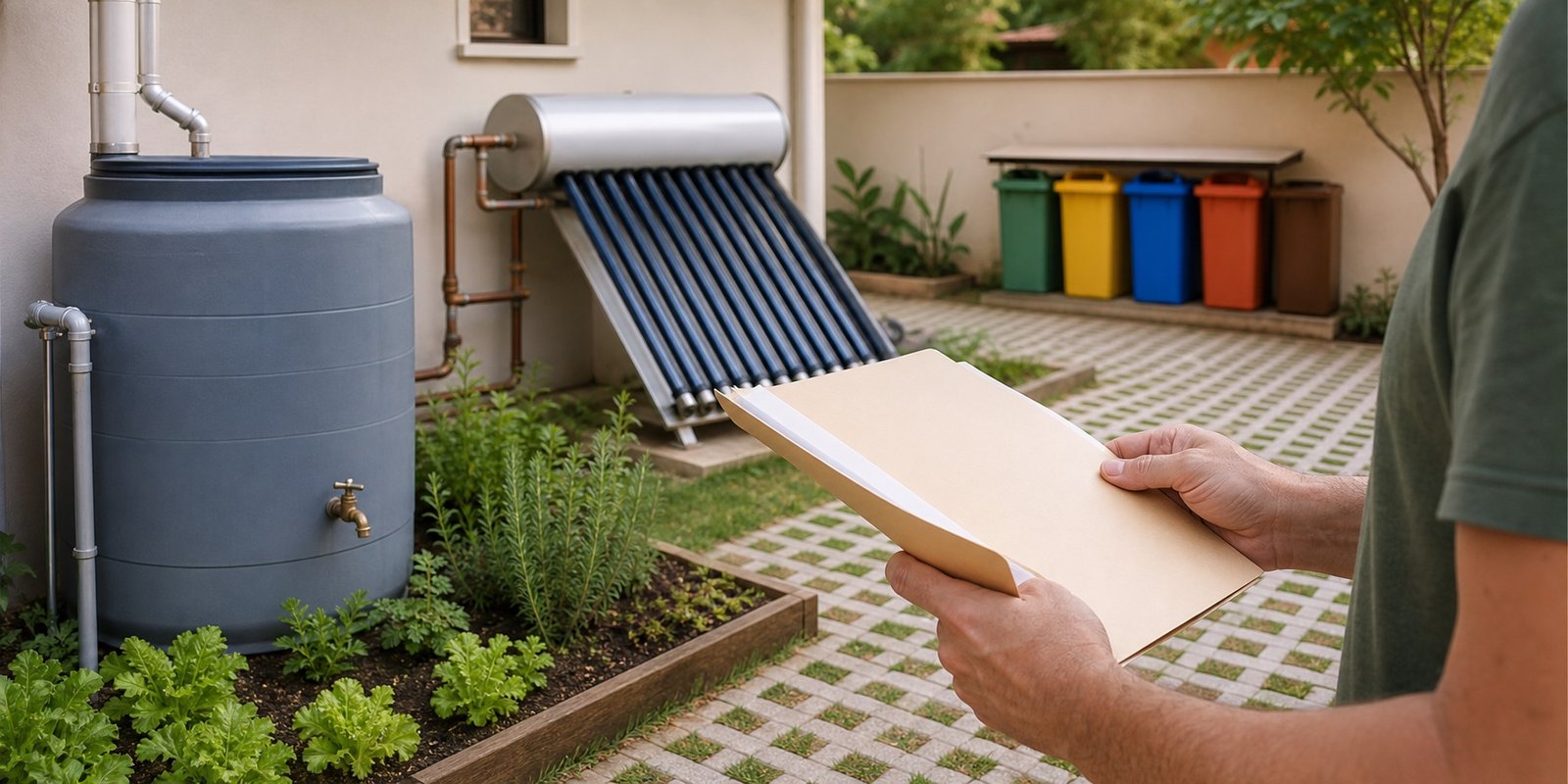 Sistema de reúso de água e aquecimento solar em imóvel sustentável de Avaré